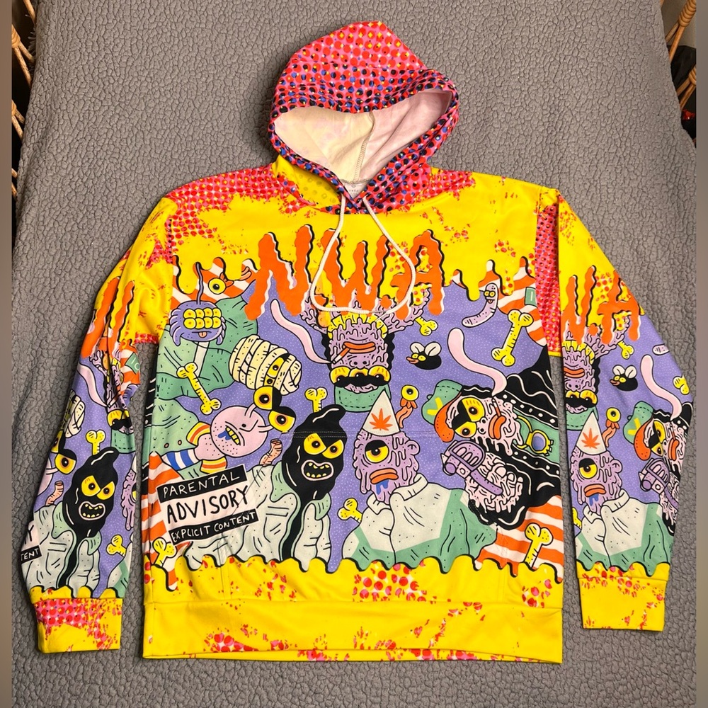 Garment One All Over Print Hoodie Multicolored Unisex Size Medium N.W.A Hoodie